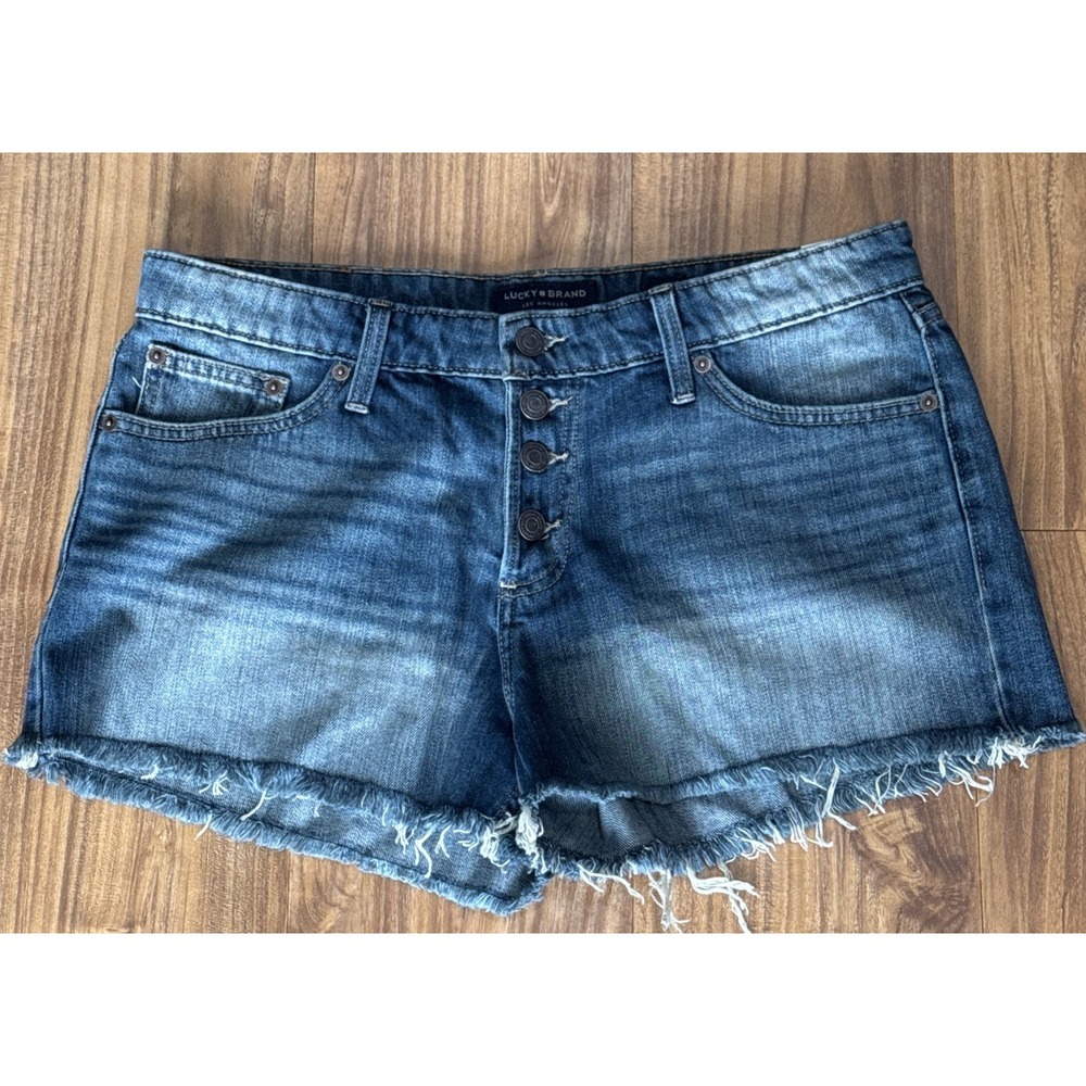 LUCKY BRAND The Cut Off Raw Hem Blue Jean Denim Shorts Womens Sz 10/30 NEW